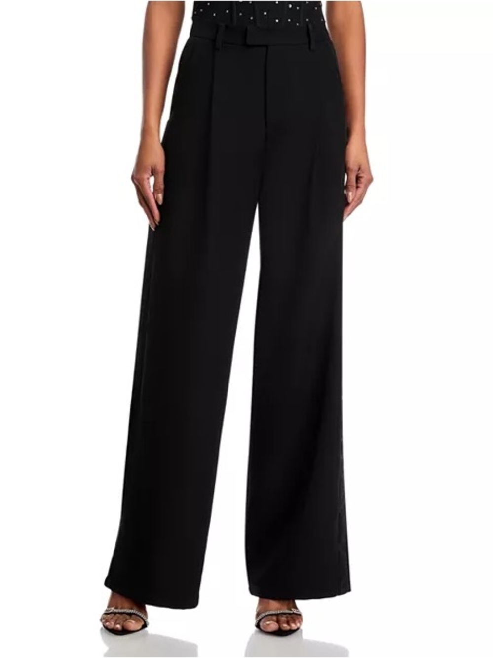 Aqua Black Wide-Leg High-Rise Dress Pants